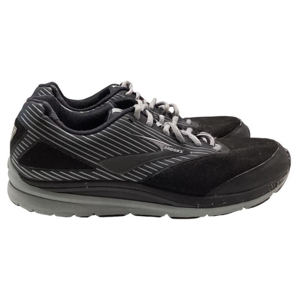 Brooks Walking Shoes Men 12 Black Gray Addiction Walker Suede Lace Up - Picture 5 of 11